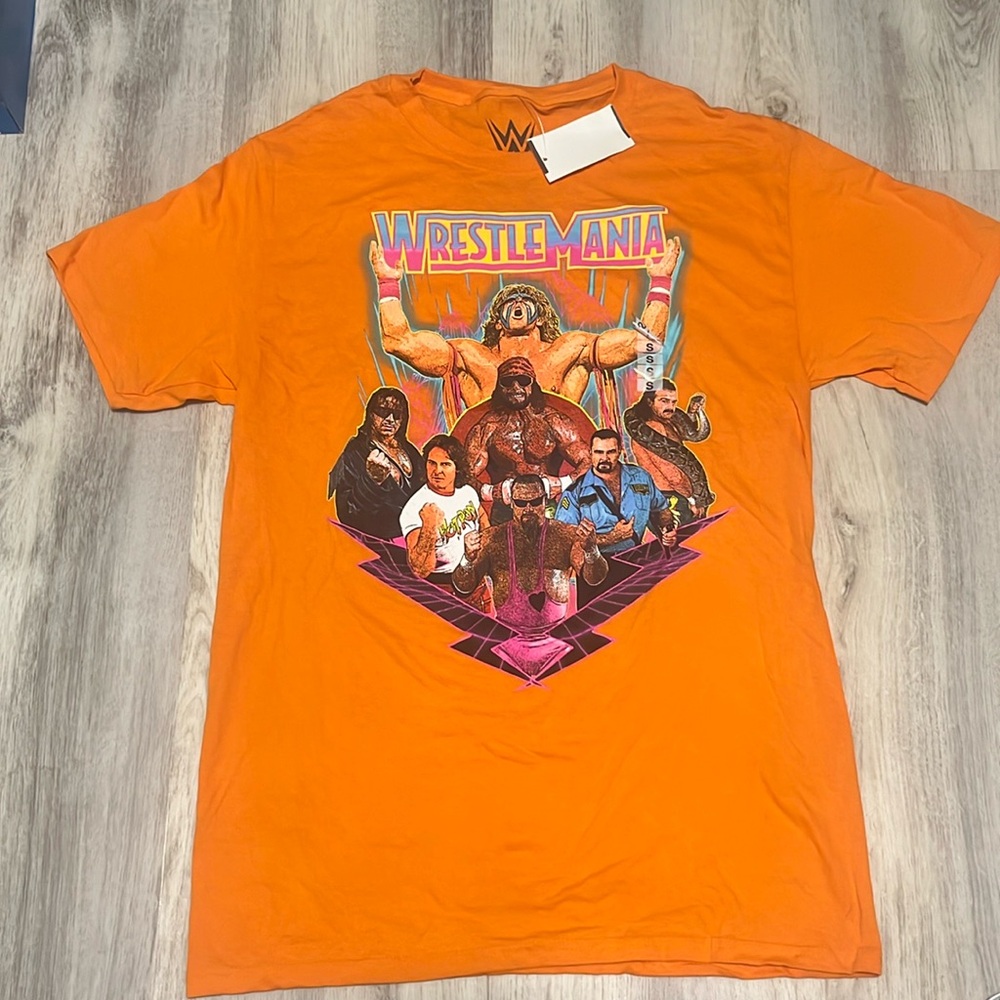 WrestleMania Orange Tee Shirt Small Savage Hot Rod Jake Snake Ultimate Warrior